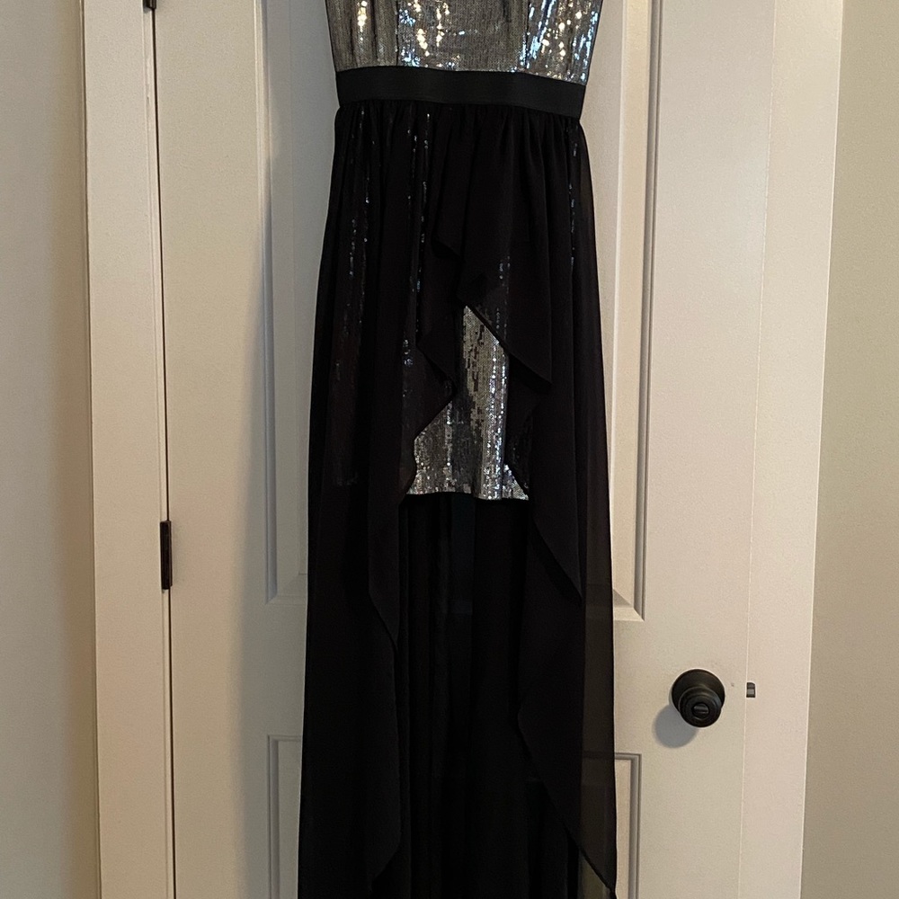 Silver Sequin and black strapless cocktail dress. Worn once. No tears or stains. - Picture 4 of 6